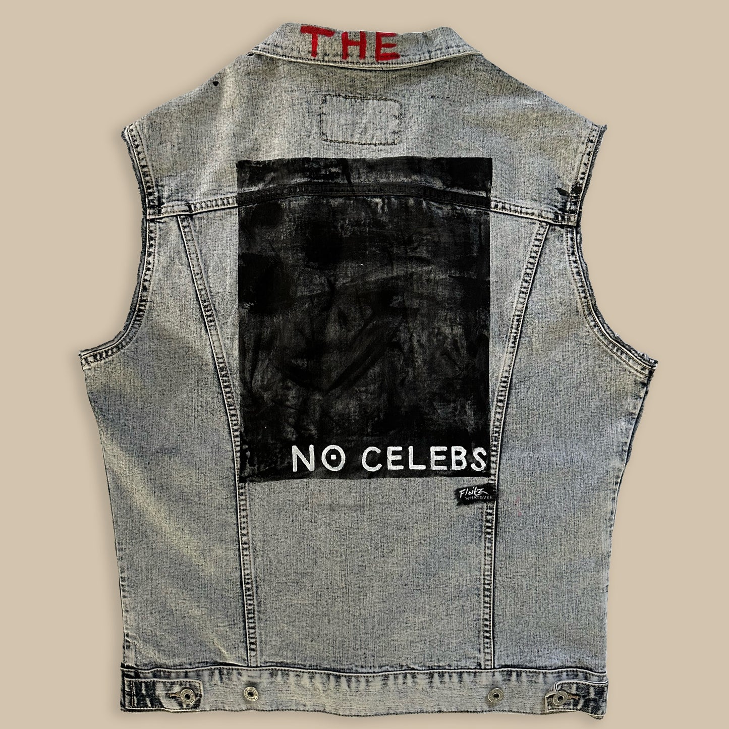 Acid Wash Denim Graffiti Vest - M